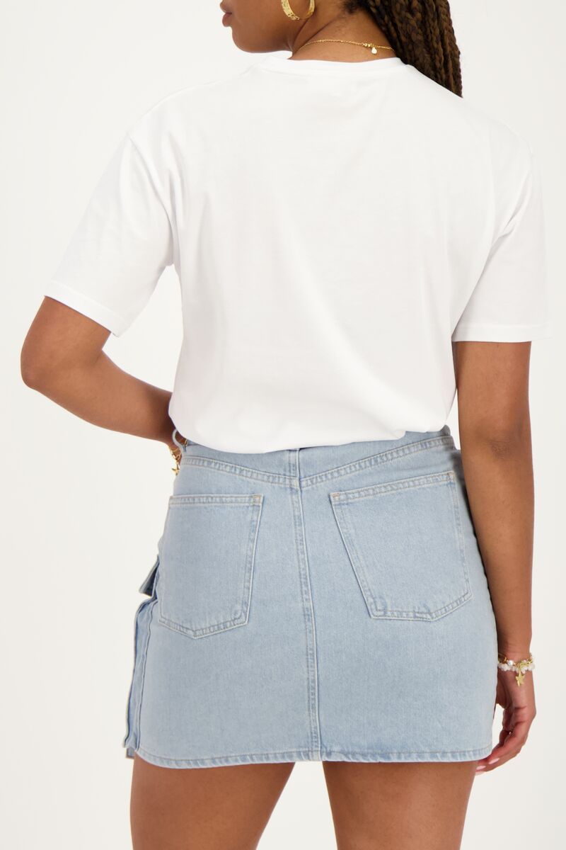 Wit t-shirt met paarse 'Rue st. honoré'